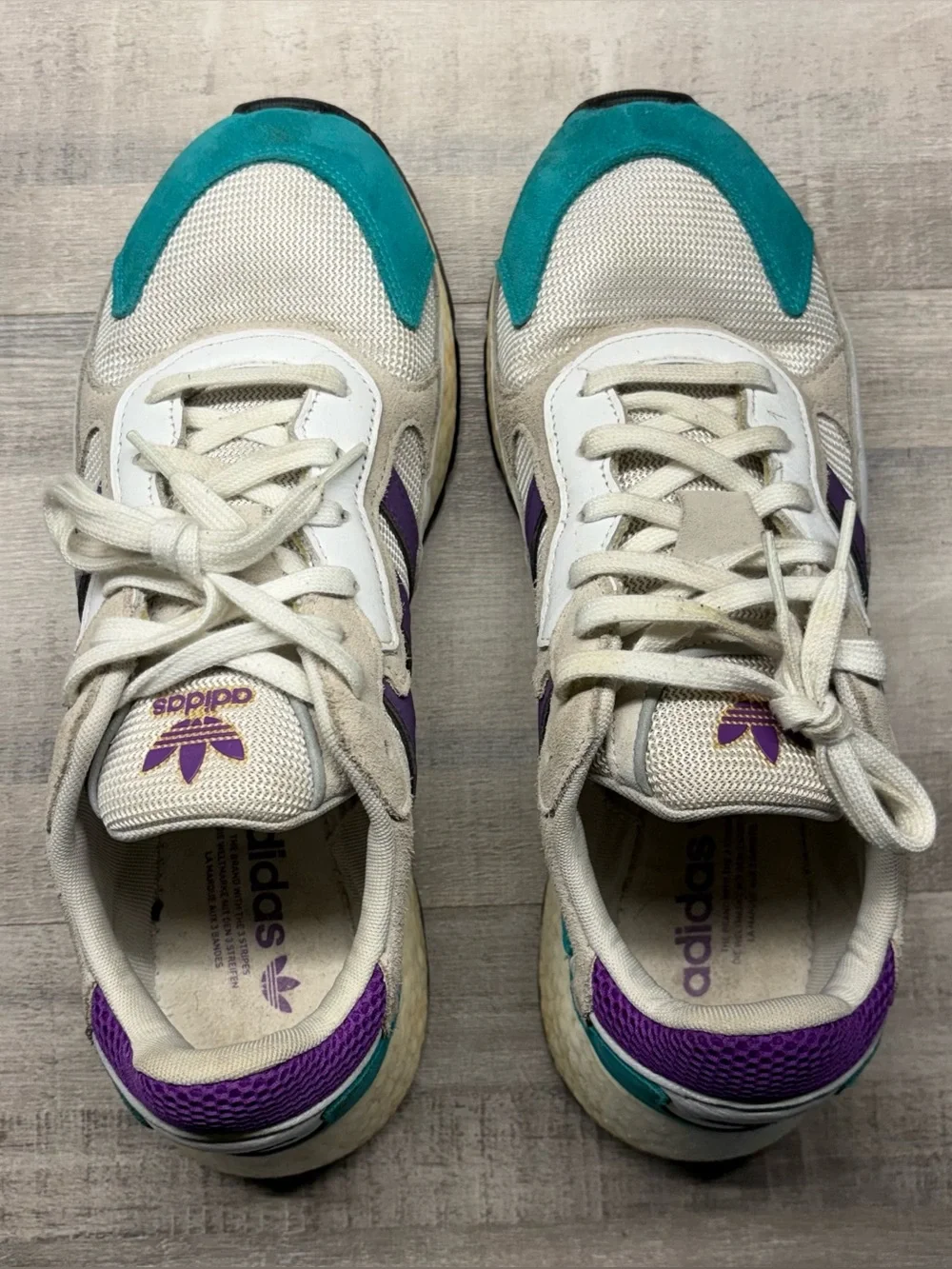Adidas Tresc Run Mens Size 11 White Hi-res Aqua Purple EH1352 Running Shoes